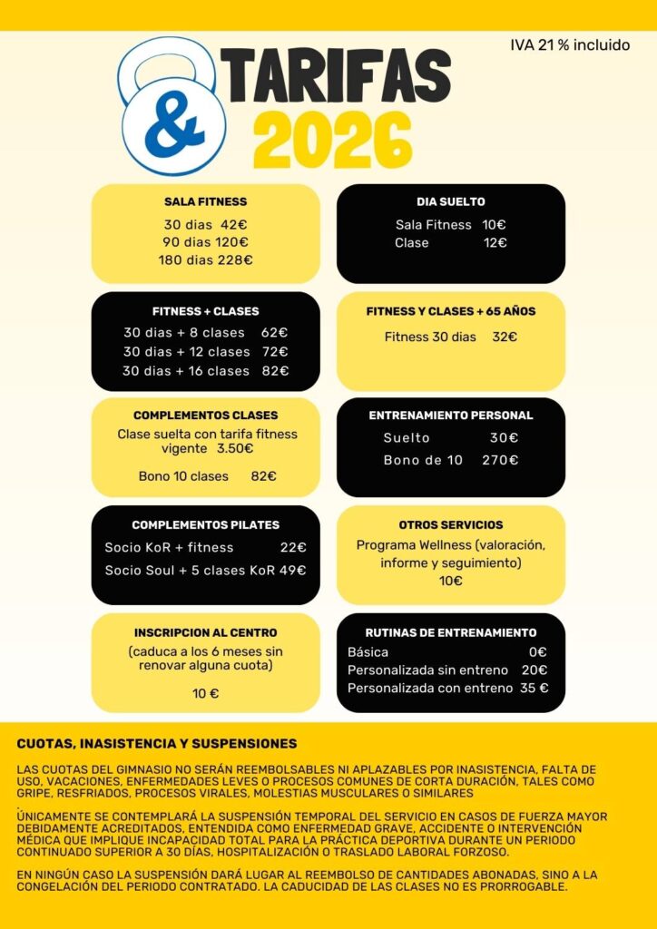 Tarifas Soul and Fitness